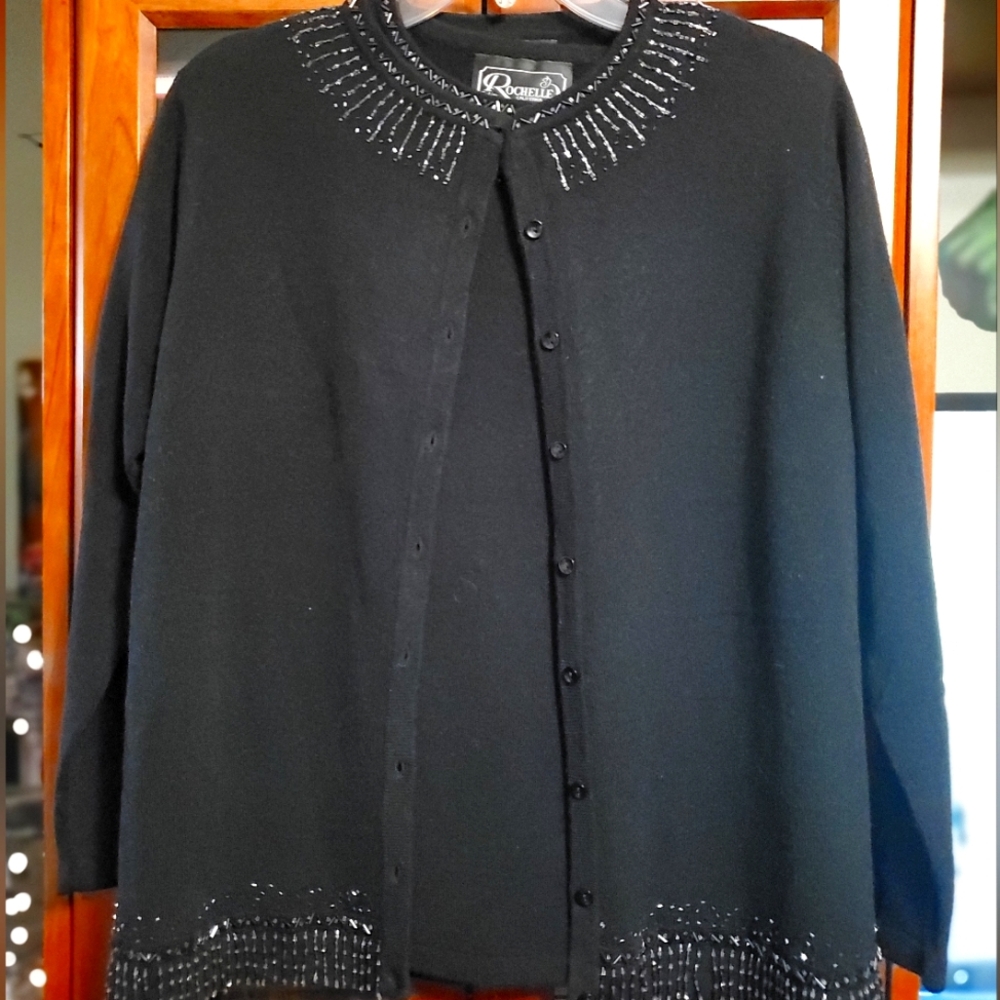 Vintage classic black embellished sweater set! Great for holiday parties!